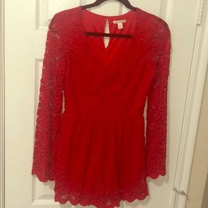 Red lace romper.